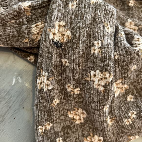 Neuflora Tan Cream Floral Dress Smocking Prairie Cottage Core Sz M Milk Maid - Picture 8 of 8